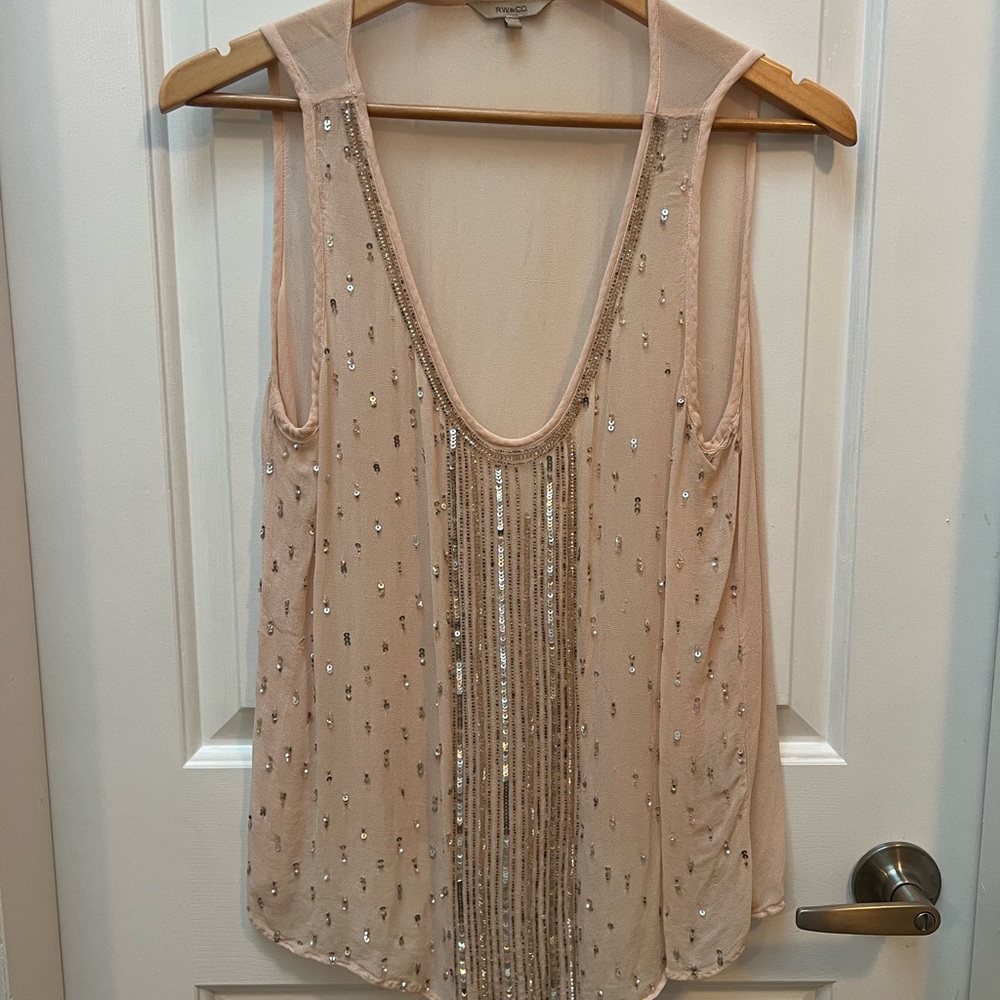 RW&CO. Elegant blush Top with sequins & beads